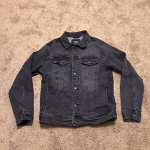 Zara Denim Shirt Womens Large Black Long Sleeve Button Up Pockets Casual